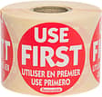 Red Use First Label - 50mm Round