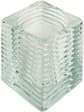 Square Ribbed Clear Glass Candle Holder