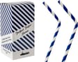 8.25INCH 6MM DARK BLUE AND WHITE BENDY PAPER STRAWS