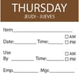 50 x 50mm - THURSDAY Day Label