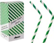 8.25INCH 6MM DARK GREEN AND WHITE BENDY PAPER STRAWS
