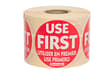 Red Use First Label - 50mm Round