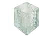Square Ribbed Clear Glass Candle Holder