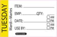50 x 75mm - TUESDAY Day Label