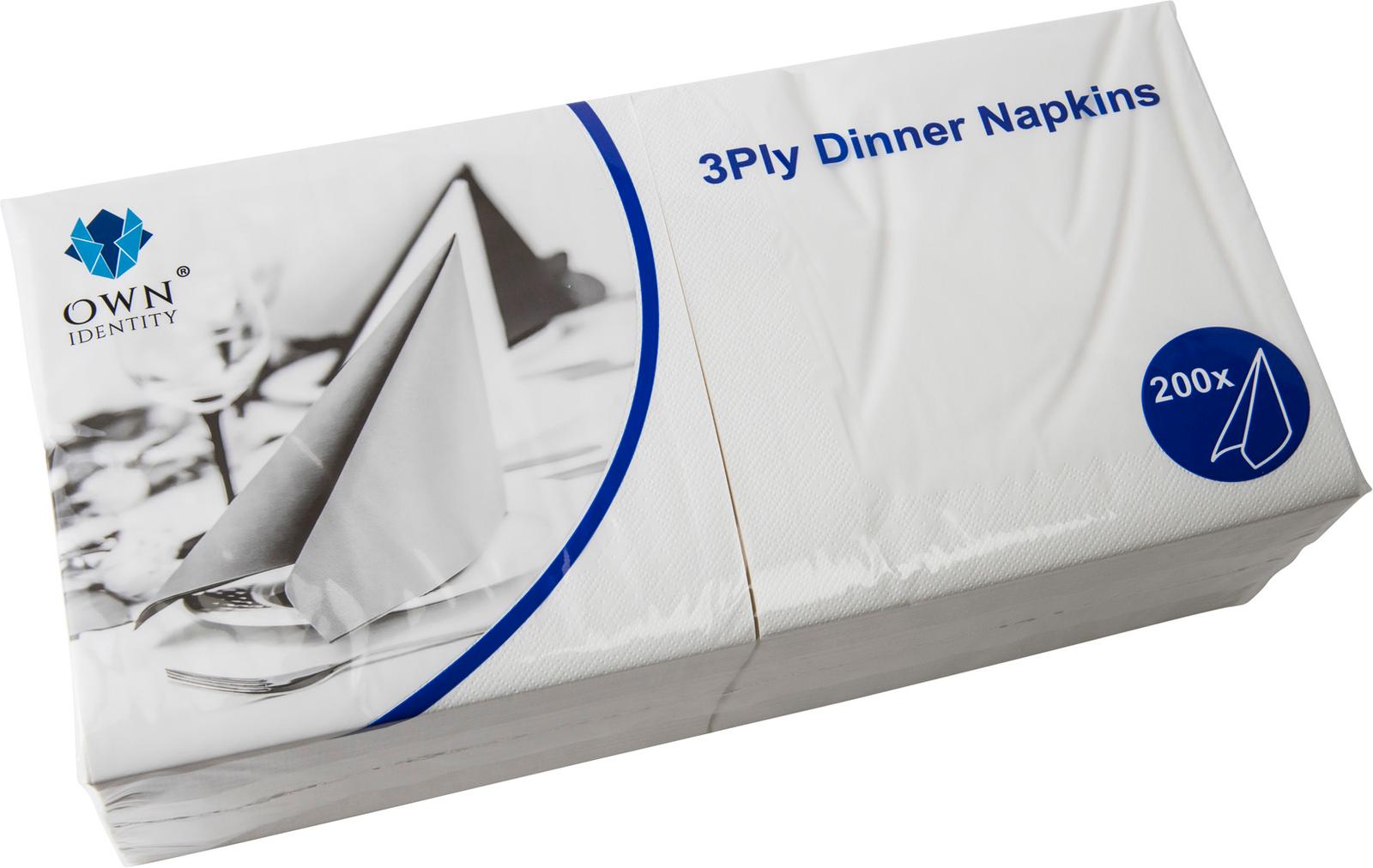 40CM X 40CM 3PLY 4 FOLD WHITE NAPKINS