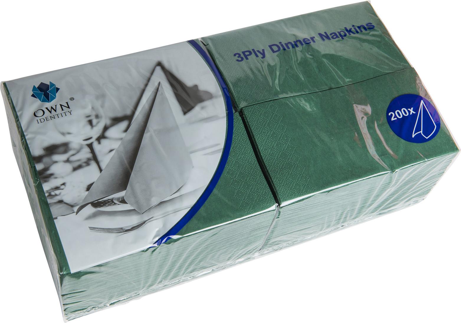 40CM X 40CM 3PLY 8 FOLD DARK GREEN NAPKINS