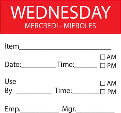Wednesday 50mm x 50mm Dissolvable Square Day Labels