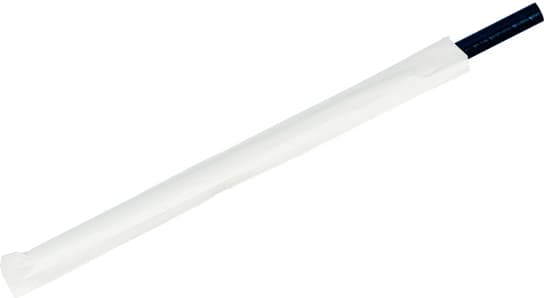 9 Inch Paper Wrapped Solid Black Paper Smoothie Straws