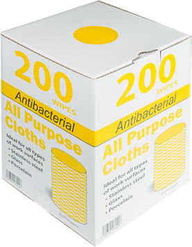 Antibacterial All Purpose Cloths - Yellow 200 Sheets Per Roll