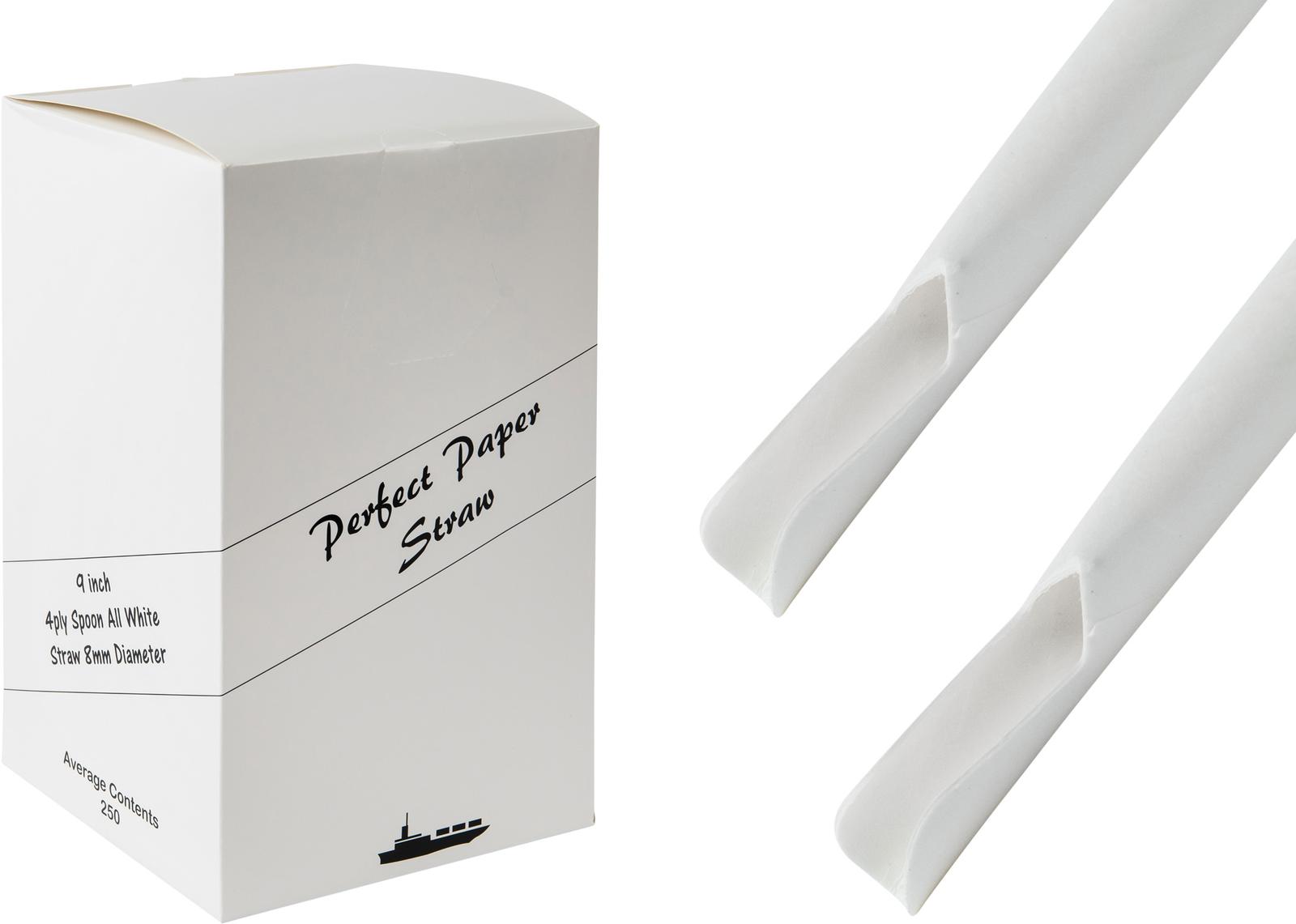 9INCH 8MM 4PLY WHITE SPOON STRAWS
