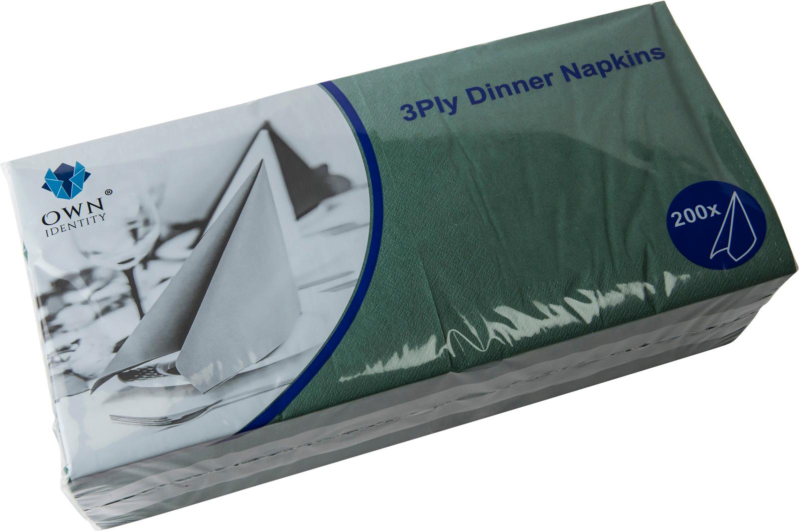 40CM X 40CM 3PLY 4 FOLD DARK GREEN NAPKINS