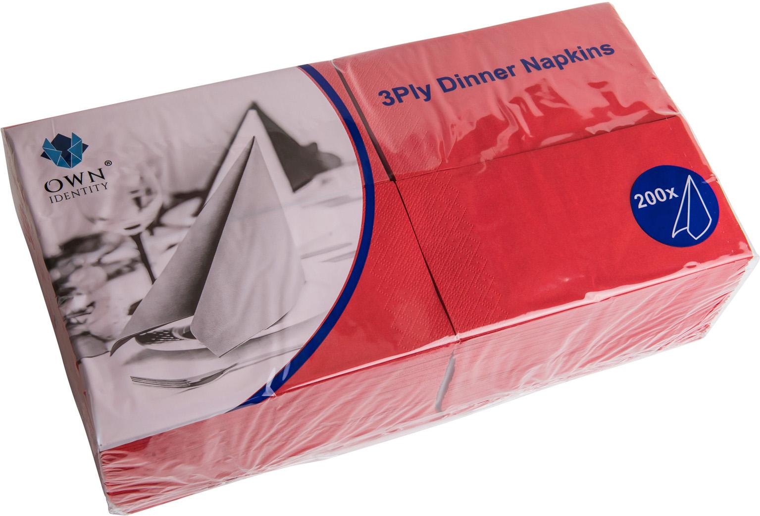 40CM X 40CM 3PLY 8 FOLD RED NAPKINS