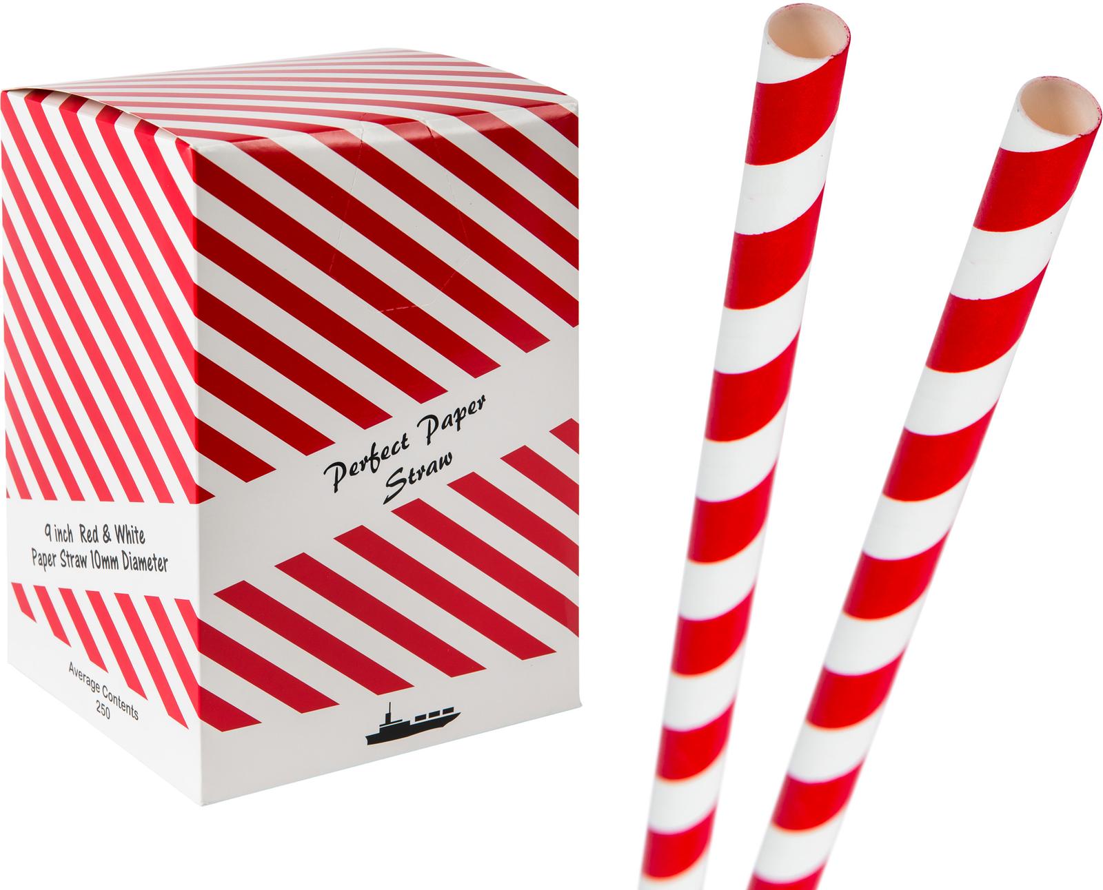 9INCH - Red & White Paper Straw