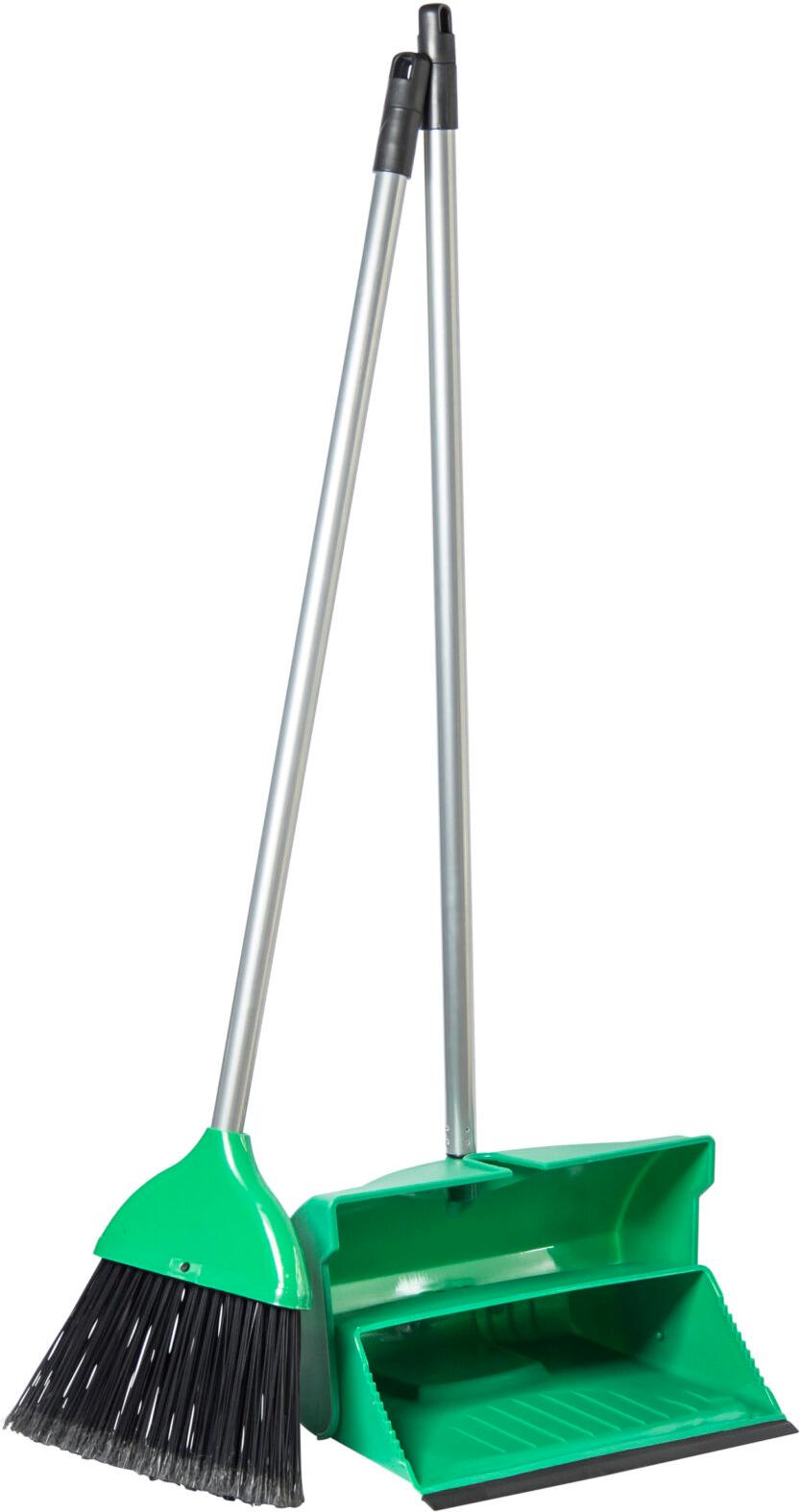 Sparkleit Green Long Handle Dust Pan & Brush Set With Clip (6s)