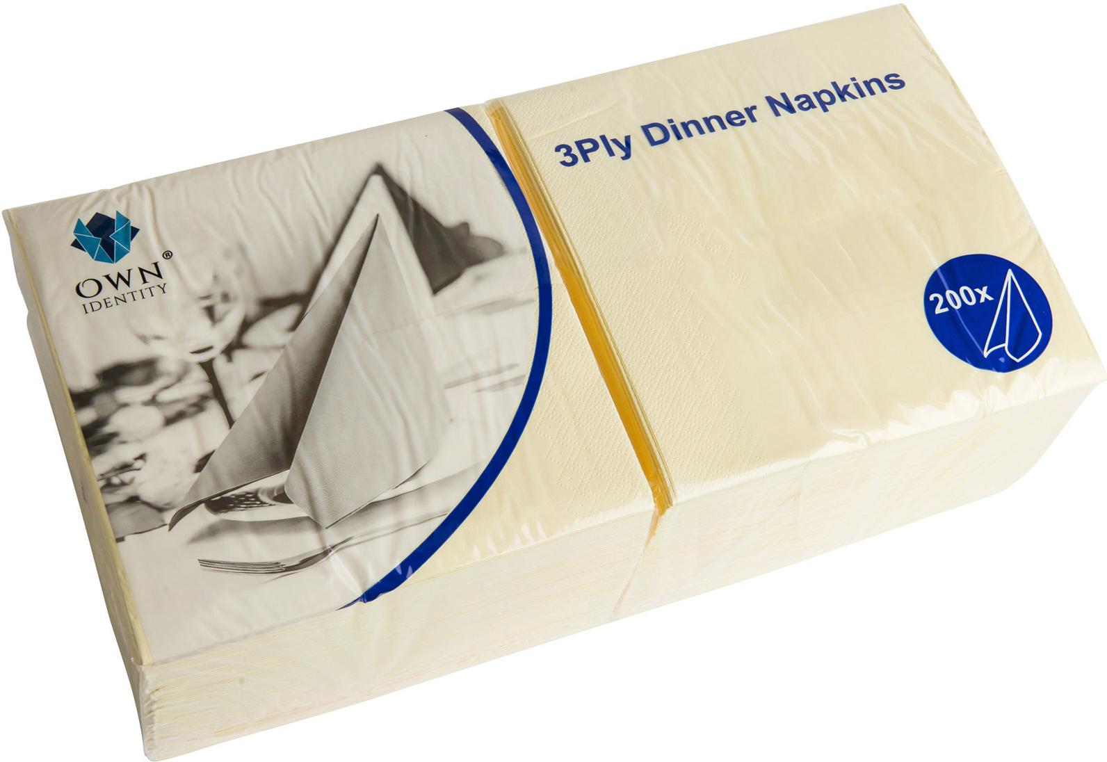 40CM X 40CM 3PLY 4 FOLD DEVON CREAM NAPKINS