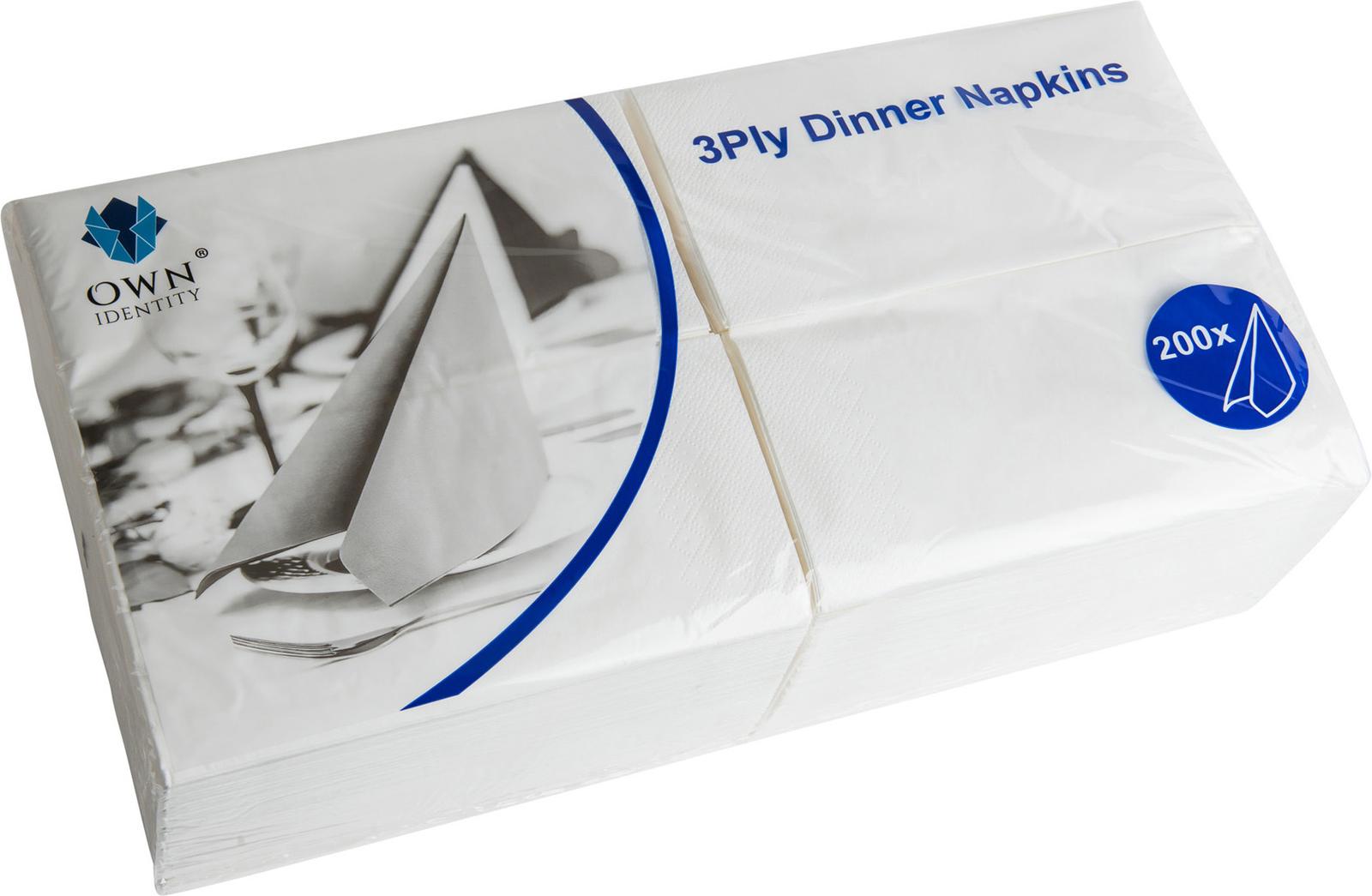 40CM X 40CM 3PLY 8 FOLD WHITE NAPKINS