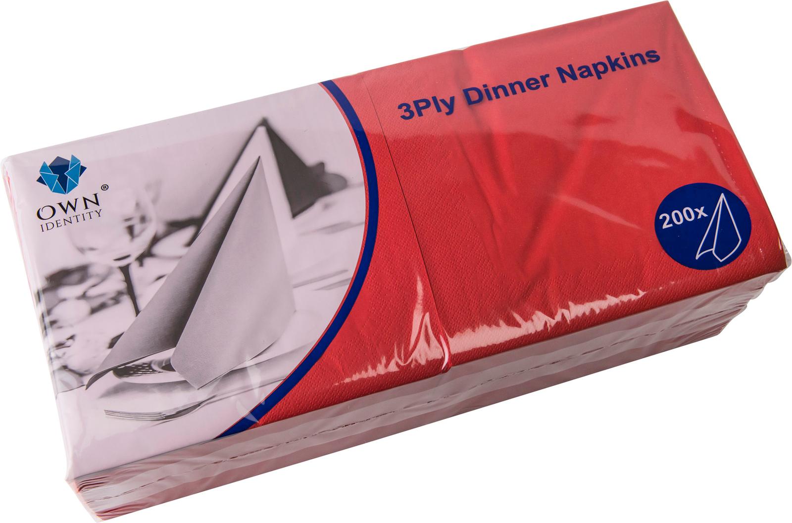 40CM X 40CM 3PLY 4 FOLD RED NAPKINS