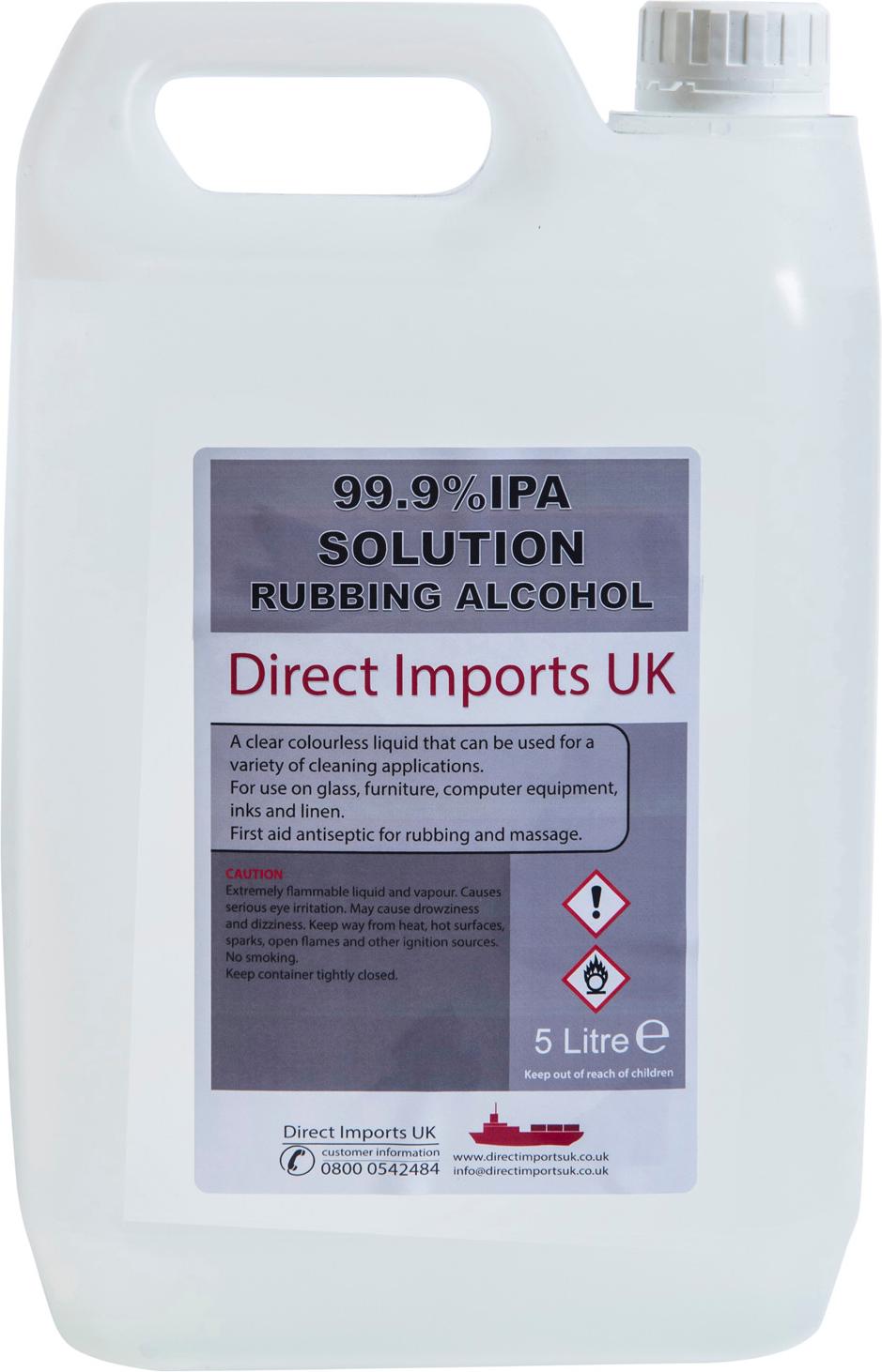 5 Litre 99.9% IPA SOLUTION Rubbing Alcohol