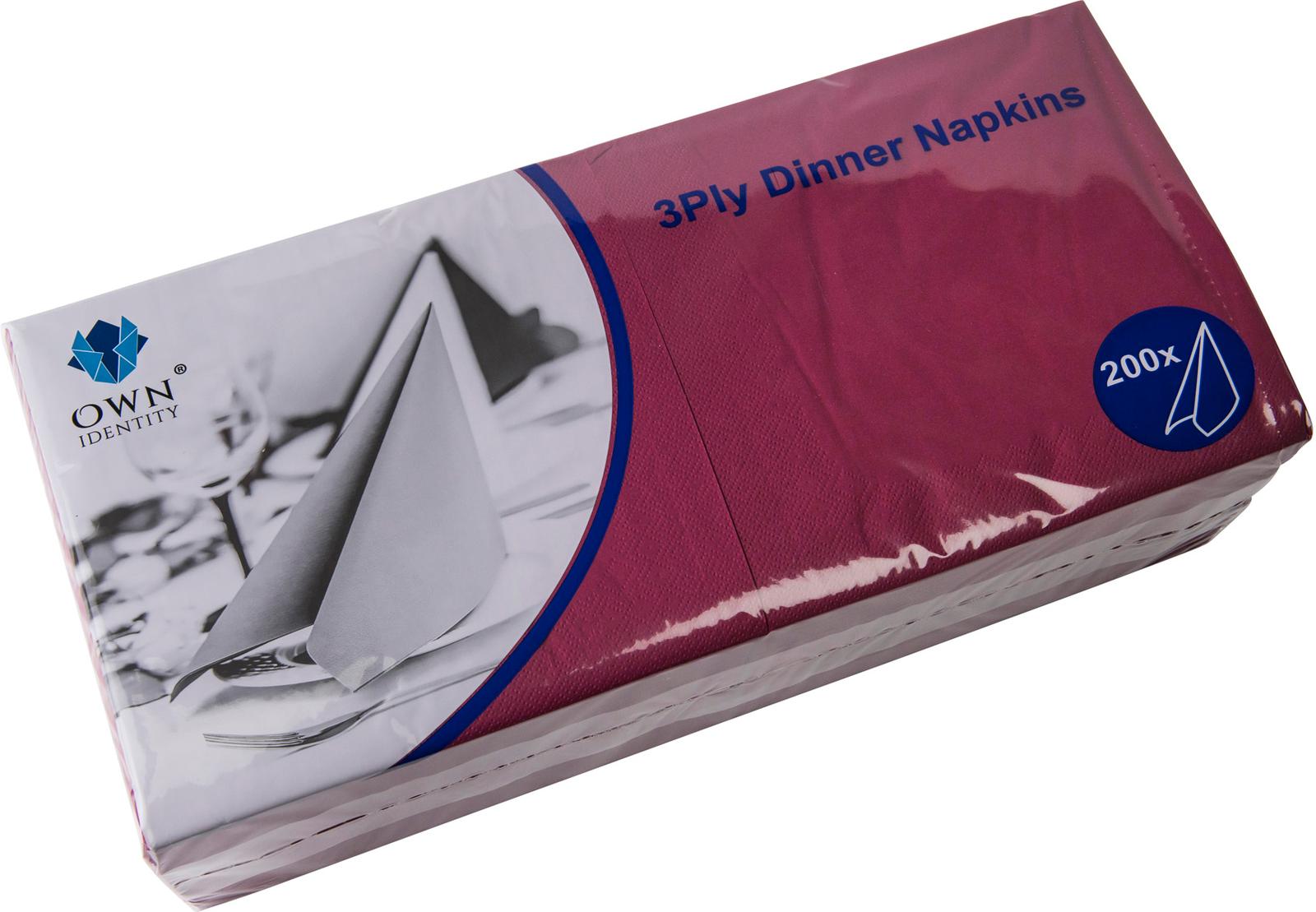 40CM X 40CM 3PLY 4 FOLD BURGANDY NAPKINS