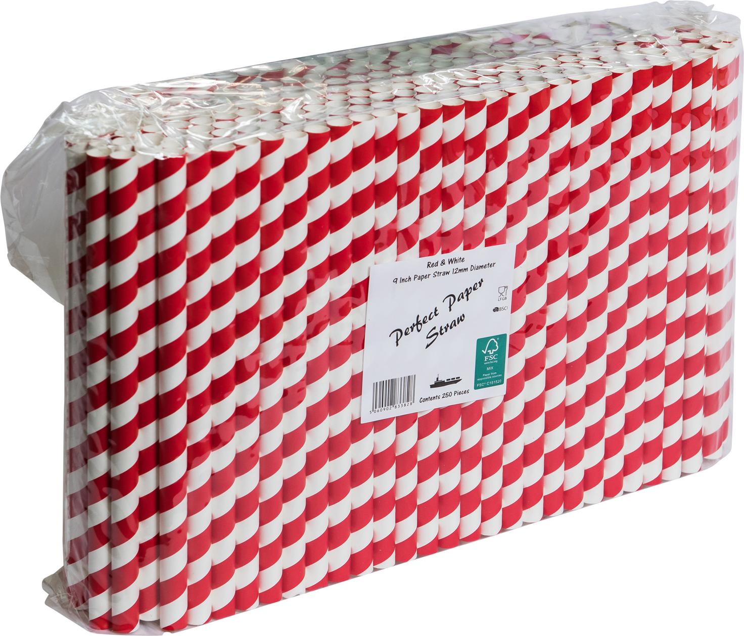 9INCH - Red & White Paper Straw