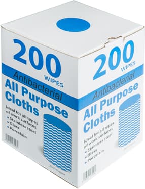 Antibacterial All Purpose Cloths - Blue 200 Sheets Per Roll