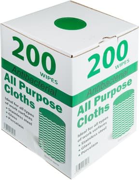 Antibacterial All Purpose Cloths - Green 200 Sheets Per Roll