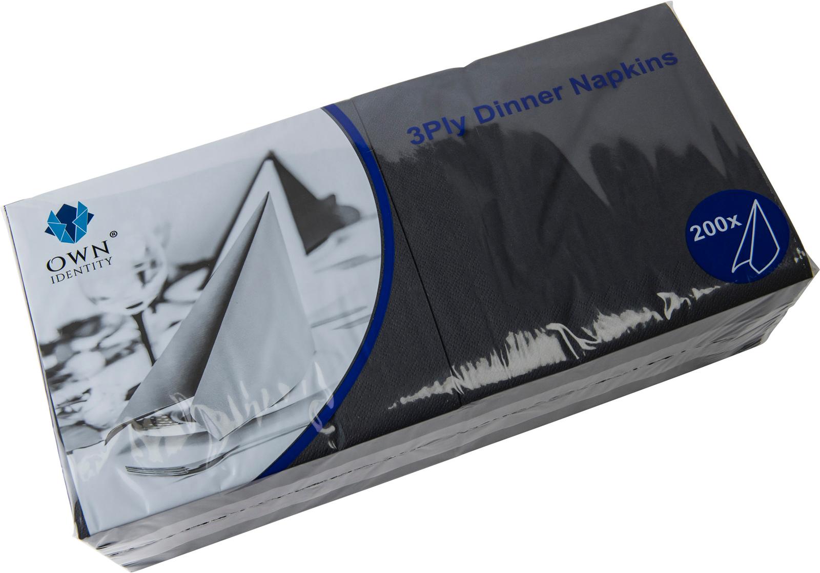 40CM X 40CM 3PLY 4 FOLD BLACK NAPKINS