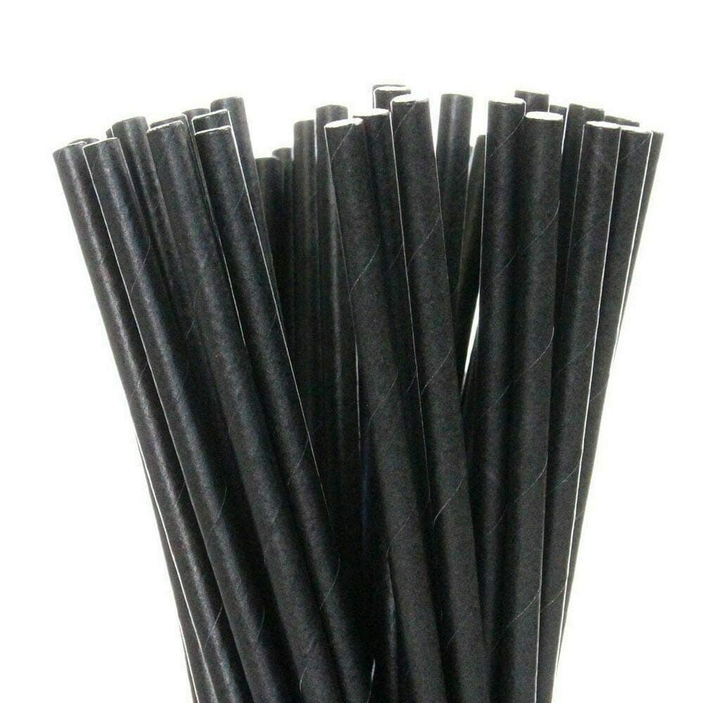 Black Paper Drinking Straws 8", 250 Straws