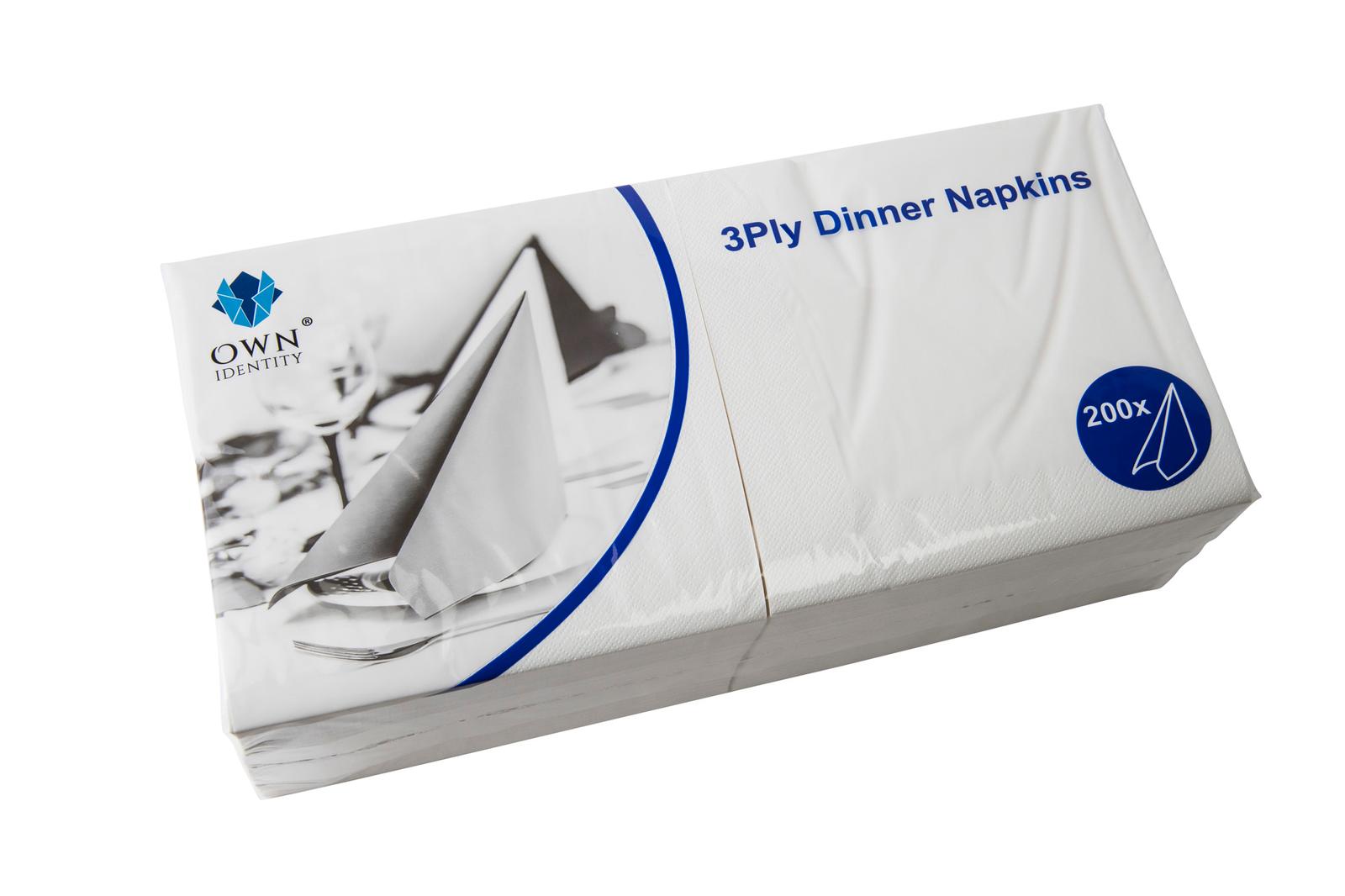 40CM X 40CM 3PLY 4 FOLD WHITE NAPKINS