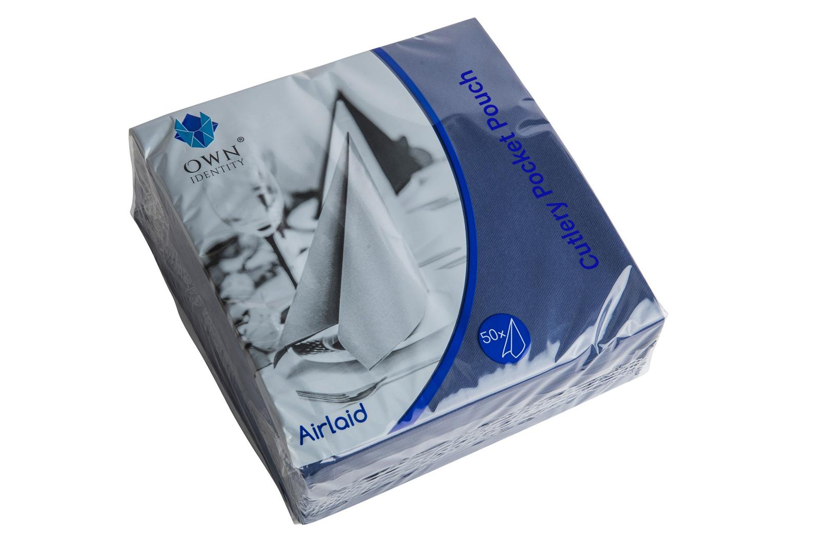 40cm Dark Blue 8 fold Airlaid Pocket Napkins