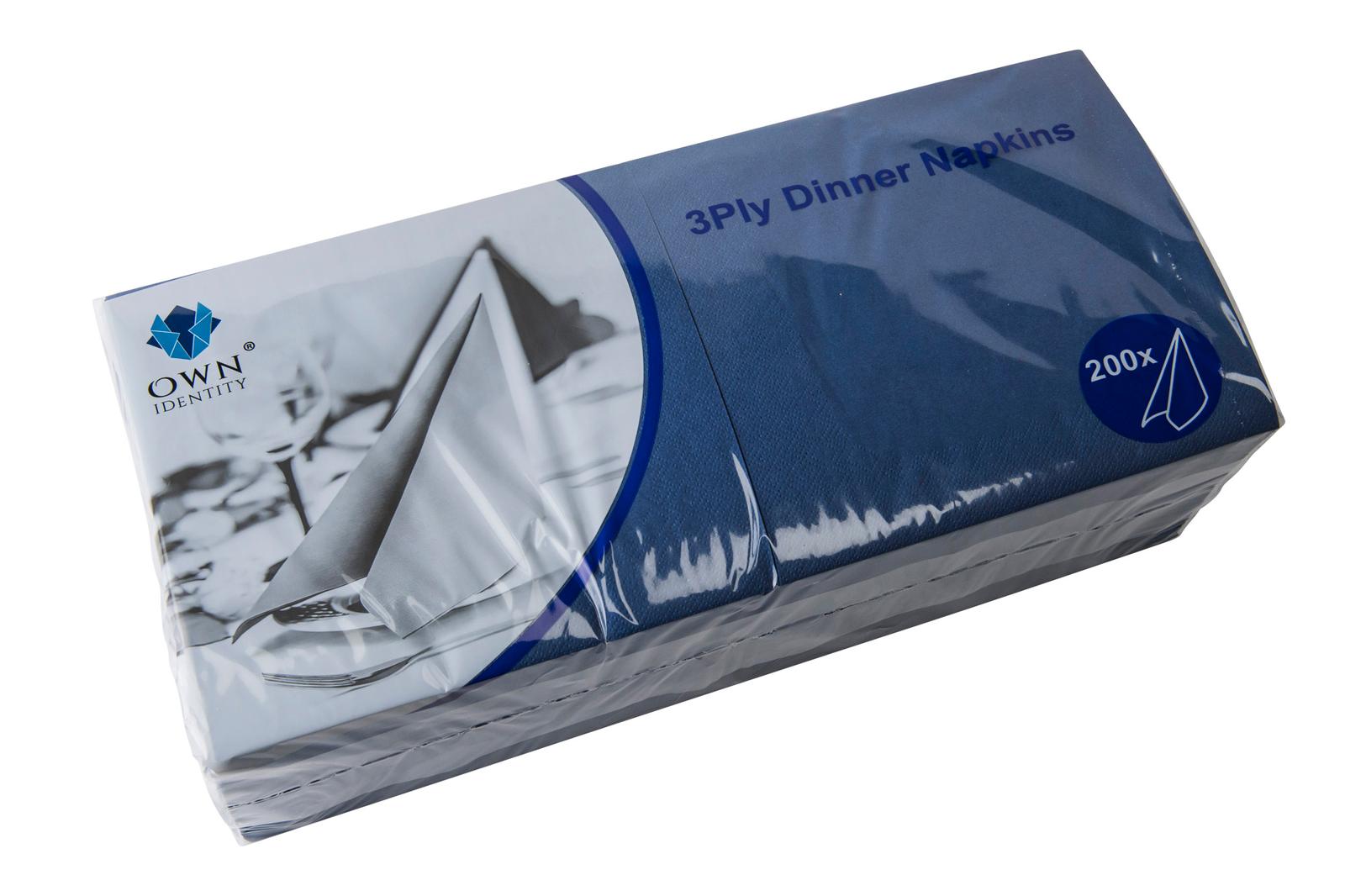40CM X 40CM 3PLY 4 FOLD DARK BLUE NAPKINS