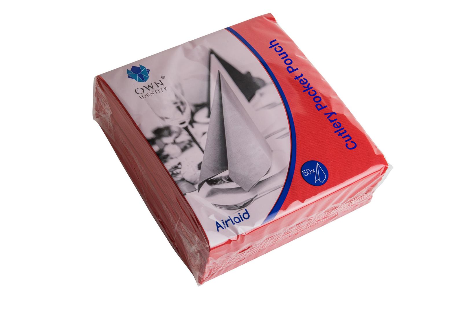 40cm Red 8 fold Airlaid Pocket Napkins
