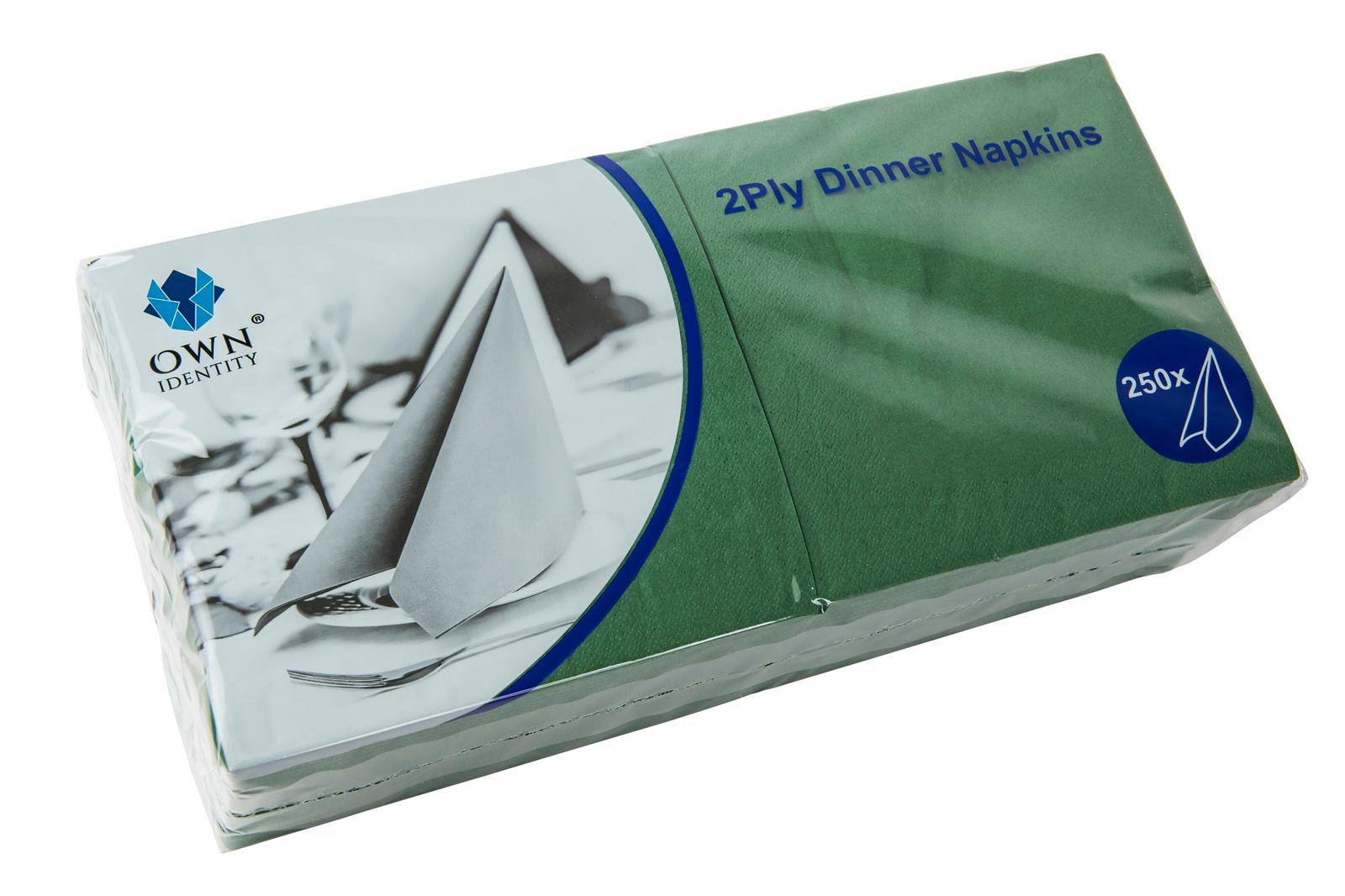 40CM X 40CM 2PLY 4 FOLD DARK GREEN NAPKINS