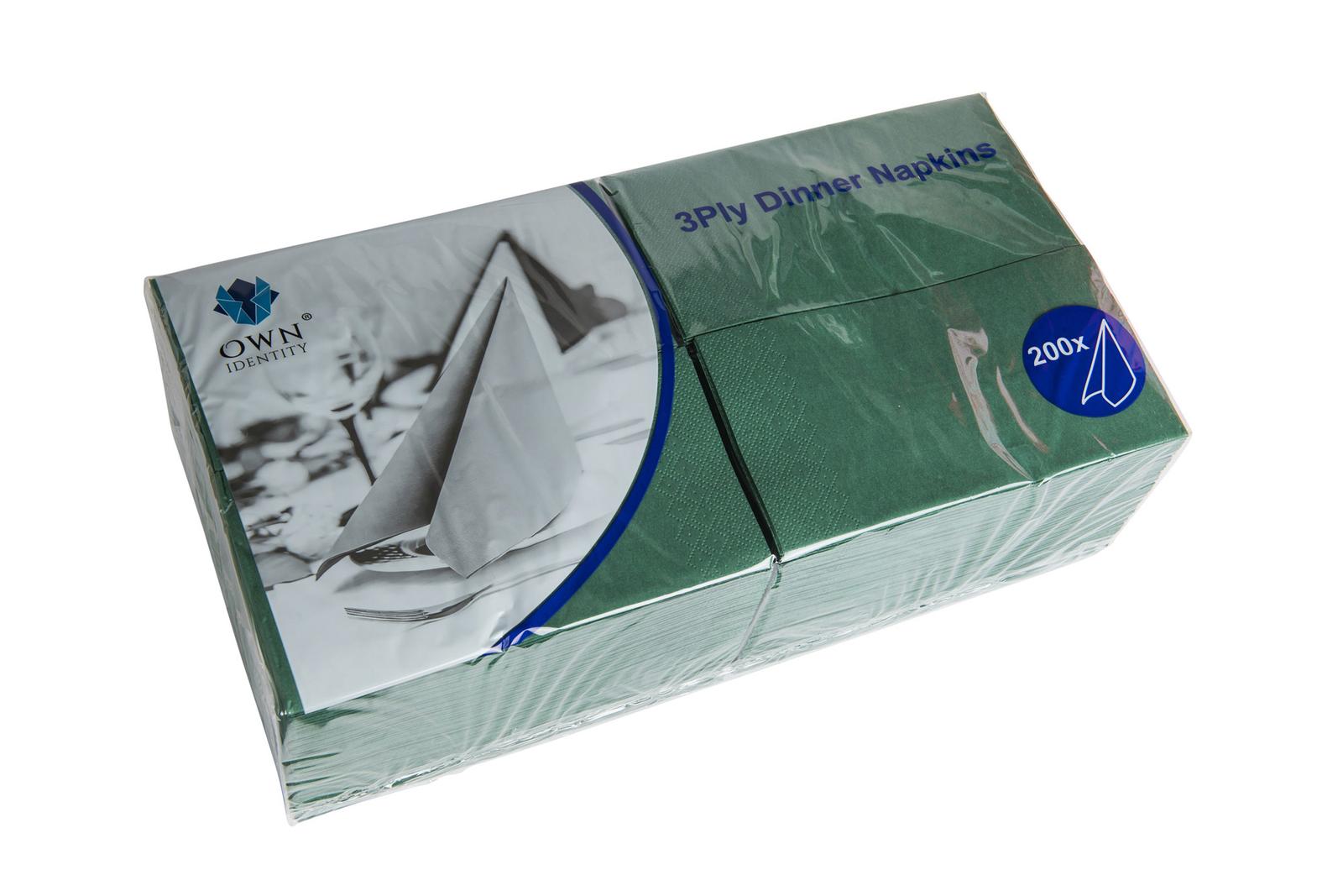 40CM X 40CM 3PLY 8 FOLD DARK GREEN NAPKINS