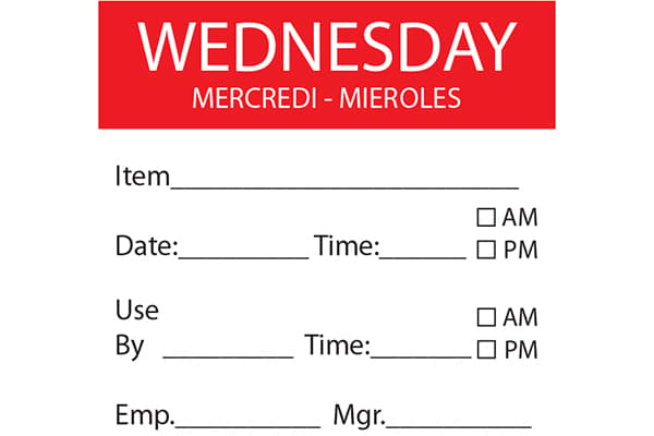 50 x 50mm - WEDNESDAY Day Label