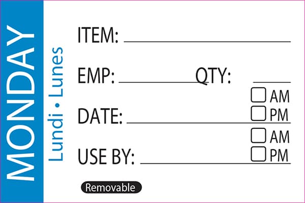 50 x 75mm - MONDAY Day Label