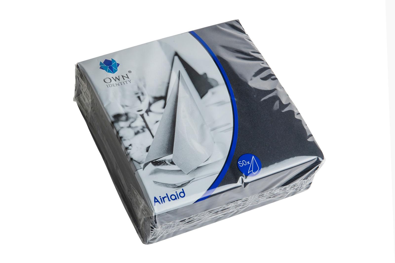 40cm Black 4 fold Airlaid Napkins