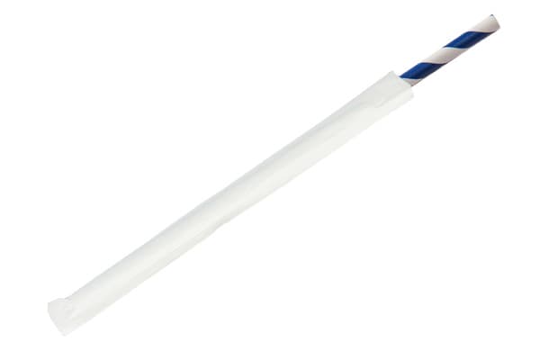 8 Inch Paper Wrapped Dark Blue & White Paper Straws