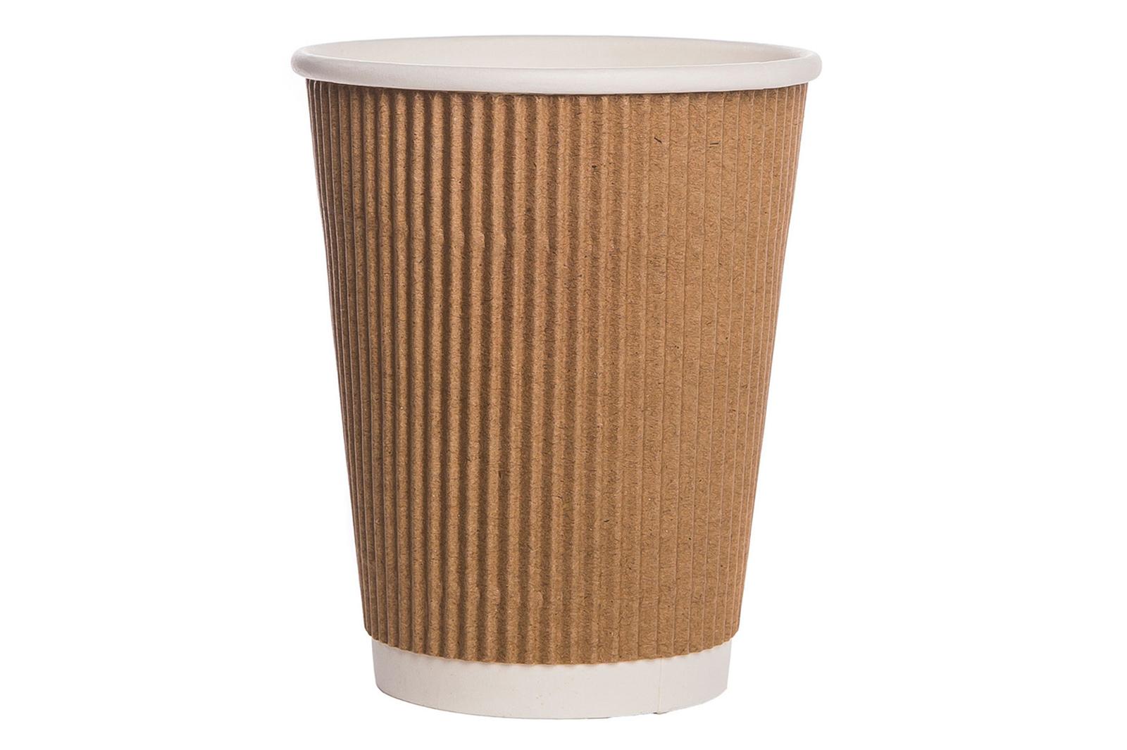 12oz 3ply Kraft Ripple Coffee Cups