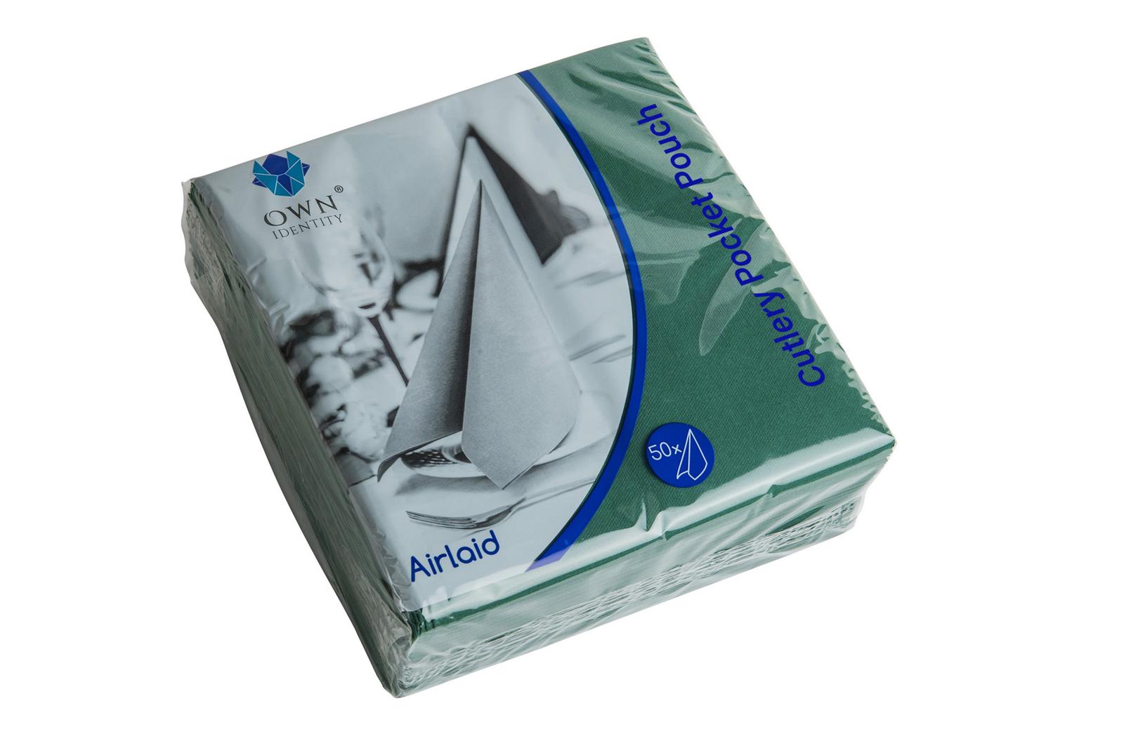 40cm Dark Green 8 fold Airlaid Pocket Napkins