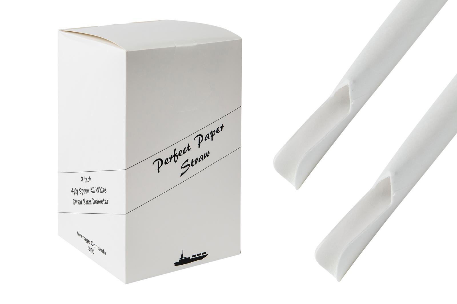 9INCH 8MM 4PLY WHITE SPOON STRAWS