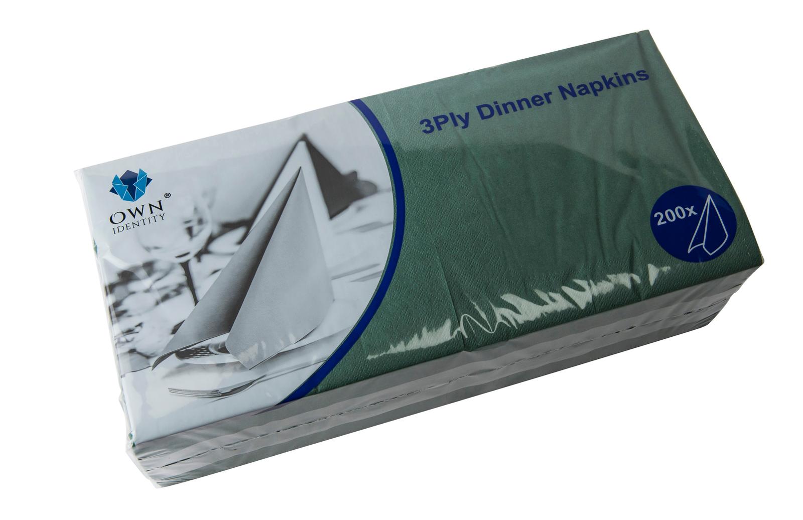 40CM X 40CM 3PLY 4 FOLD DARK GREEN NAPKINS