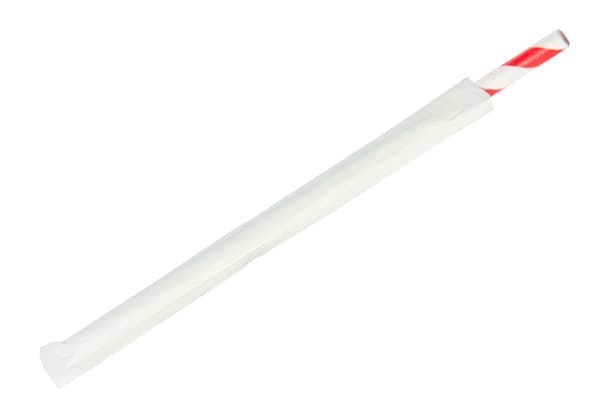 8 Inch Paper Wrapped Red & White Paper Straws