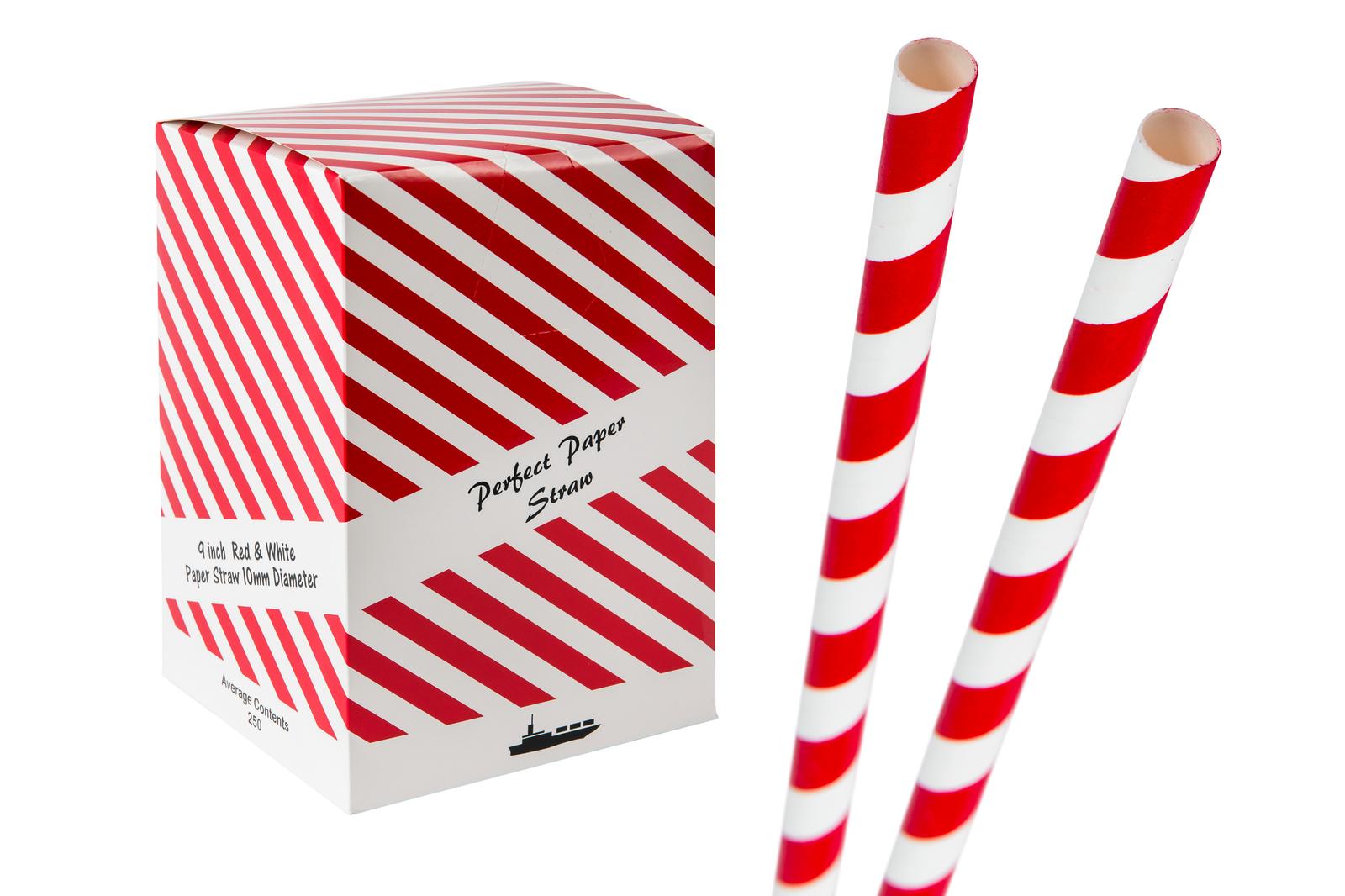 9INCH - Red & White Paper Straw