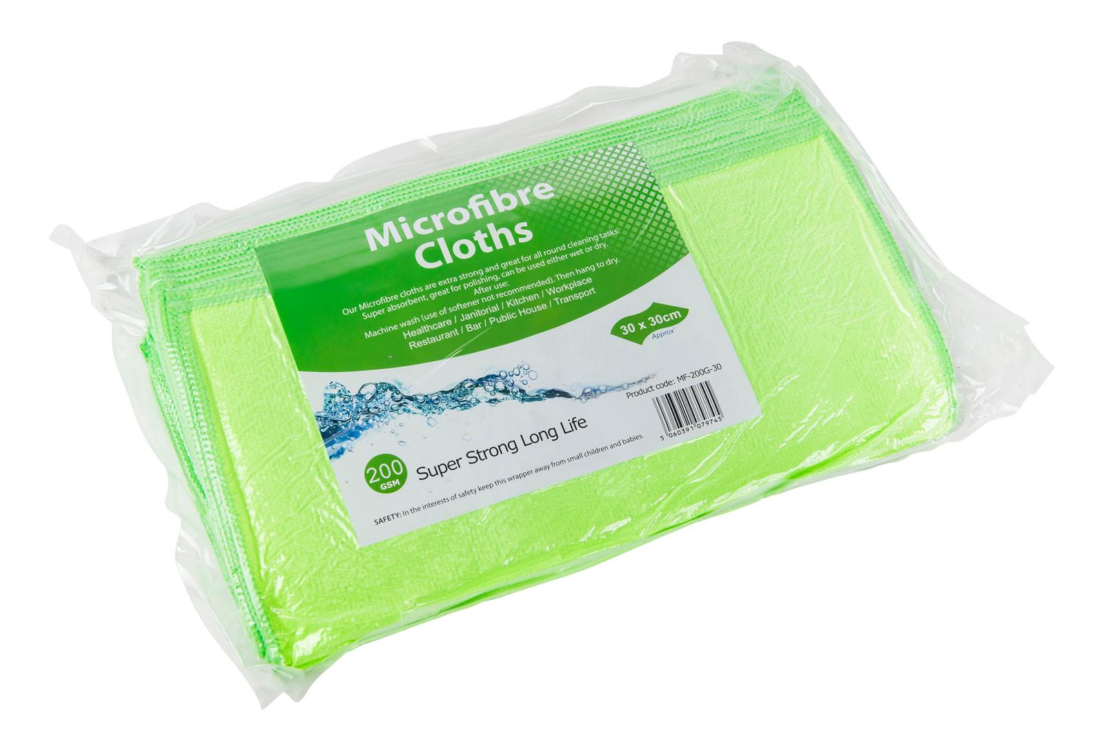 30cm x 30cm 200gsm Green Micro Fiber Cloths