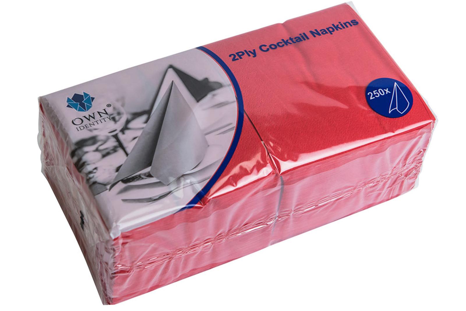 24cm 2ply Red Cocktail Napkins