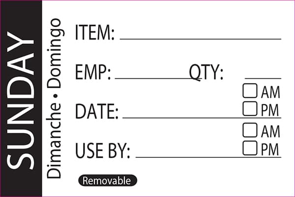 50 x 75mm - SUNDAY Day Label