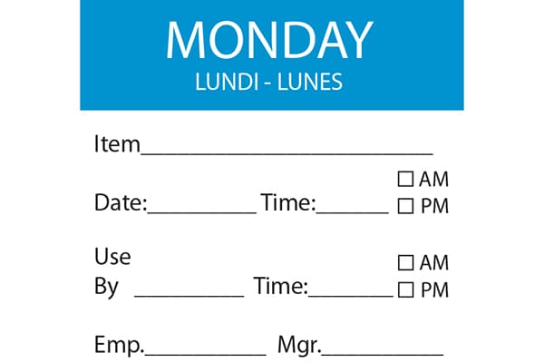50 x 50mm - MONDAY Day Label