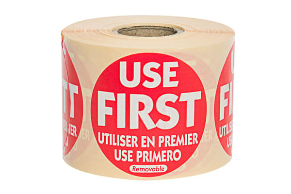 Red Use First Label - 50mm Round