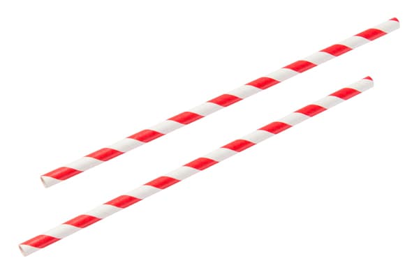 8INCH - Red & White Paper Straw BOXED